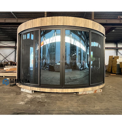 Τυλιζόμενο δοχείο Luxury Glamping Pod Cabin Prefab ξύλινα σπίτια Flat Pack Circle Σπίτι στρογγυλή ξύλινη δομή 20ft/40ft