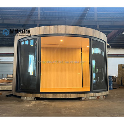 Τυλιζόμενο δοχείο Luxury Glamping Pod Cabin Prefab ξύλινα σπίτια Flat Pack Circle Σπίτι στρογγυλή ξύλινη δομή 20ft/40ft