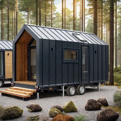 Σύγχρονο σχεδιασμό Prefab House τοίχος 75mm κύμα σάντουιτς πάνελ 20ft αναδιπλούμενο κοντέινερ σπίτι σε τροχούς