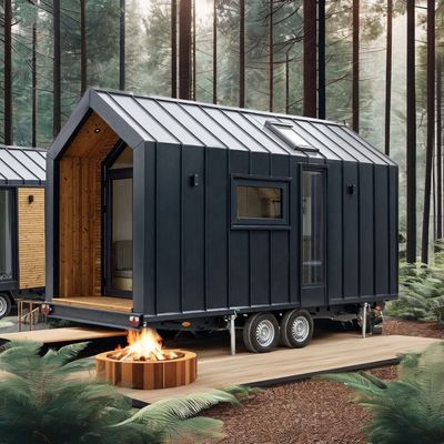 Σύγχρονο σχεδιασμό Prefab House τοίχος 75mm κύμα σάντουιτς πάνελ 20ft αναδιπλούμενο κοντέινερ σπίτι σε τροχούς