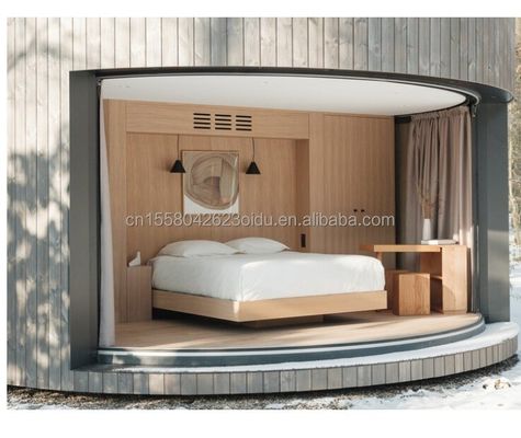 Ελαφρύ σιδηροδρομικό σπίτι με ένα μπάνιο, μια κουζίνα και παράθυρα από κράμα αλουμινίου