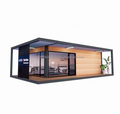 Σύγχρονο σχεδιασμό 20ft/40ft προκατασκευασμένο σπίτι κοντέινερ με ξύλινο γυάλινο σπίτι