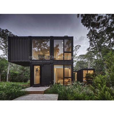 Σπιτικό 20ft Prefab Container House με γυάλινο τοίχωμα Βίλα γραφείου και δύο ορόφων Flat Pack Assembly