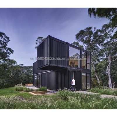 Σπιτικό 20ft Prefab Container House με γυάλινο τοίχωμα Βίλα γραφείου και δύο ορόφων Flat Pack Assembly