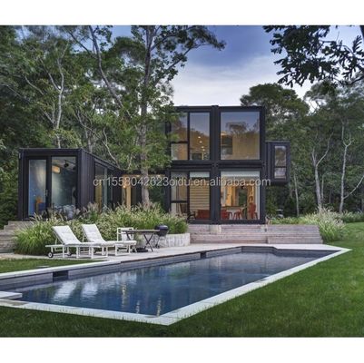 Σπιτικό 20ft Prefab Container House με γυάλινο τοίχωμα Βίλα γραφείου και δύο ορόφων Flat Pack Assembly