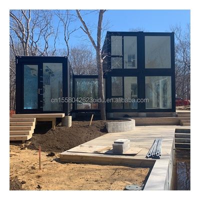 Σπιτικό 20ft Prefab Container House με γυάλινο τοίχωμα Βίλα γραφείου και δύο ορόφων Flat Pack Assembly