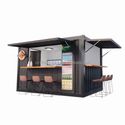 Εστιατόριο Supermarket 10-12FT Container Mobile Cafe Steel Structure with Wooden Houses Design in Modern Style and High Qualit Το μαγαζί είναι κατασκευασμένο από ξύλινα σπίτια.