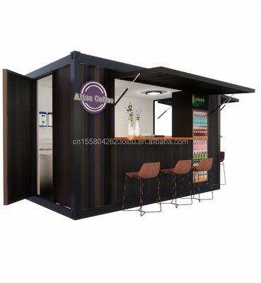 Εστιατόριο Supermarket 10-12FT Container Mobile Cafe Steel Structure with Wooden Houses Design in Modern Style and High Qualit Το μαγαζί είναι κατασκευασμένο από ξύλινα σπίτια.