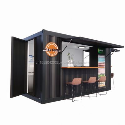 Εστιατόριο Supermarket 10-12FT Container Mobile Cafe Steel Structure with Wooden Houses Design in Modern Style and High Qualit Το μαγαζί είναι κατασκευασμένο από ξύλινα σπίτια.
