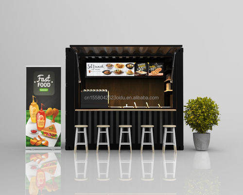 Κύρια δομή 20ft κοντέινερ Καφέ Bar Fast Food Μίνι Pop-up Shop Καφετέριες Σπίτια με γαλβανισμένα τετραγωνικά σωλήνες χάλυβα