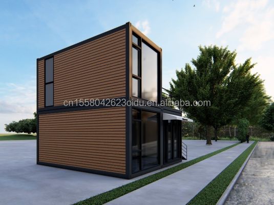 Εξωτερικό σαλόνι Μικροσκοπικά σπίτια πολυτελή δύο ορόφων σύγχρονη προκατασκευασμένη ατσάλινη βίλα μοντέρνα προκατασκευασμένα πλοία εμπορευματοκιβώτιο