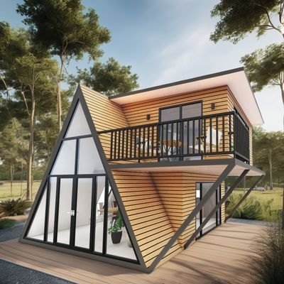 20ft ή 40ft ξενοδοχείο Αποσυναρμολόγητο και επεκτάσιμη δομή σχήματος τριγώνου Μικρή καμπίνα Α-πλαίσιο σπίτι για υπνοδωμάτιο ή βίλα