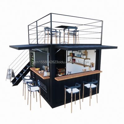 10ft Mini Pop-up Shop Ζυγισμένα σιδηροδρομικά τετραγωνικά σωλήνες Δύο ορόφους Pop-up δοχείο μπαρ δοχείο καφέ