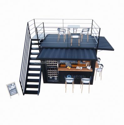 10ft Mini Pop-up Shop Ζυγισμένα σιδηροδρομικά τετραγωνικά σωλήνες Δύο ορόφους Pop-up δοχείο μπαρ δοχείο καφέ