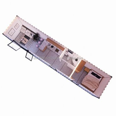 Ξενοδοχείο 40ft Prefab Μονουλικός αναδιπλούμενος δοχείο γρήγορη κατασκευή Μικρό σπίτι με γαλβανισμένα τετραγωνικά σωλήνες χάλυβα Κύρια δομή