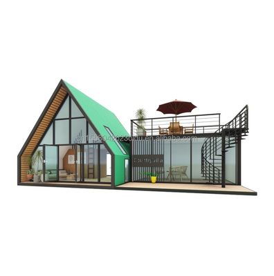 Βίλα Ζωής ή Ξενοδοχείο Ελεγκτικό Στέγαση Prefab Container House με παράθυρα από κράμα αλουμινίου σε σχεδιασμό τρίγωνου χάλυβα