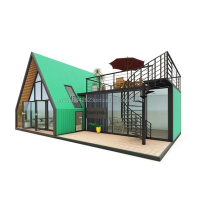 Βίλα Ζωής ή Ξενοδοχείο Ελεγκτικό Στέγαση Prefab Container House με παράθυρα από κράμα αλουμινίου σε σχεδιασμό τρίγωνου χάλυβα