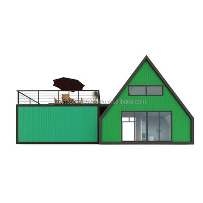 Βίλα Ζωής ή Ξενοδοχείο Ελεγκτικό Στέγαση Prefab Container House με παράθυρα από κράμα αλουμινίου σε σχεδιασμό τρίγωνου χάλυβα