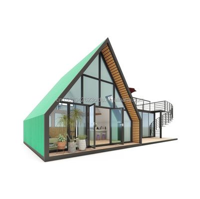 Βίλα Ζωής ή Ξενοδοχείο Ελεγκτικό Στέγαση Prefab Container House με παράθυρα από κράμα αλουμινίου σε σχεδιασμό τρίγωνου χάλυβα