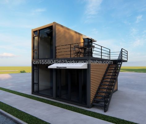 40ft 20ft Deluxe υπνοδωμάτιο Μεγάλο γυάλινο στούντιο κινητό ξύλινο σπίτι τοίχος 50/75/100mm κύμα σάντουιτς πάνελ προσαρμοσμένο χρώμα ξενοδοχεία