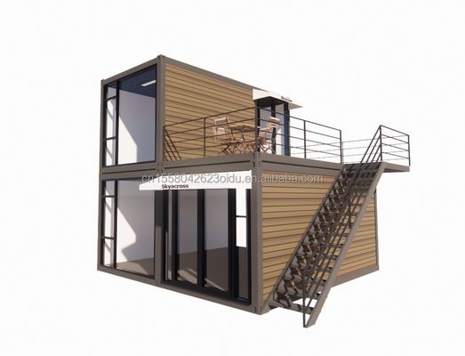 40ft 20ft Deluxe υπνοδωμάτιο Μεγάλο γυάλινο στούντιο κινητό ξύλινο σπίτι τοίχος 50/75/100mm κύμα σάντουιτς πάνελ προσαρμοσμένο χρώμα ξενοδοχεία