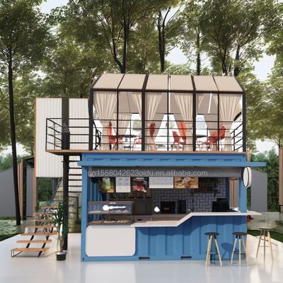 20ft Flat Pack Container Modern Design Steel Prefabricated Mobile Home Coffee Bar Shop με βεράντα και εξωτερική εφαρμογή