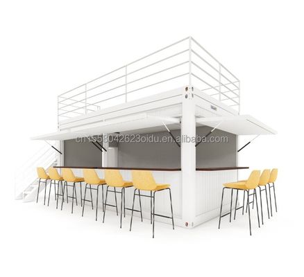 Δύο ορόφους Prefab Container House για Mall Boba Style 50/75/100mm Wave Sandwich Panel Τείχος και μοντέρνα σχεδιαστική βεράντα