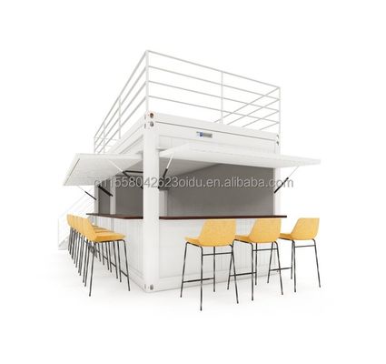 Δύο ορόφους Prefab Container House για Mall Boba Style 50/75/100mm Wave Sandwich Panel Τείχος και μοντέρνα σχεδιαστική βεράντα