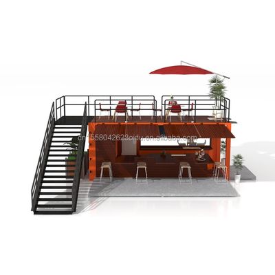 Δύο ορόφους Prefab Container House για Mall Boba Style 50/75/100mm Wave Sandwich Panel Τείχος και μοντέρνα σχεδιαστική βεράντα