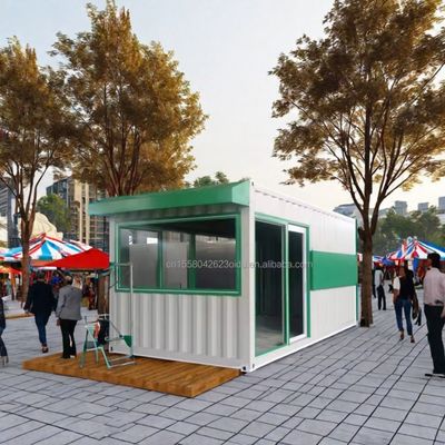 40 FT επεκτάσιμη χάλυβα προκατασκευασμένο σπίτι για προσαρμόσιμη κινητή εμπορευματοκιβώτιο τοίχος κατάστημα 50/75/100mm κύμα σάντουιτς πάνελ