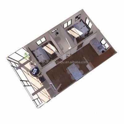 Σιδηροδρομική δομή Φρέμα συγκολλημένη EU Luxury 20FT Συνδυασμός επίπεδη συσκευασία 2 υπνοδωμάτια Οικογενειακή κατοικία κινητό σπίτι