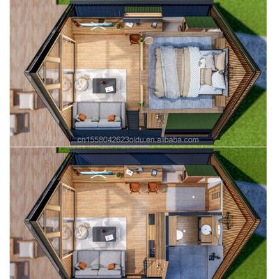 Προπαρασκευασμένο 20ft Flat Pack Container House με Ζυγισμένο Χάλυβα 180g Τρίγωνο Δωμάτιο σε Χάλυβα