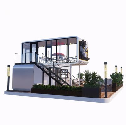 Σιδηροδρομική δομή Φρέμα συγκολλημένη 20ft πολυτελή φορητά προκατασκευασμένα σπίτια με προσαρμοσμένο χρώμα για το φαγητό Καφετέρια του δρόμου