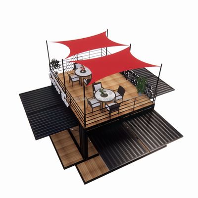 Εμπορικό κατάστημα 20ft Πάρκο BBQ Συσκευαστή κινητή φορητή συναρμολόγηση Καφετιέρα ξύλινο σπίτι με 50/75/100mm κύμα σάντουιτς τοίχους