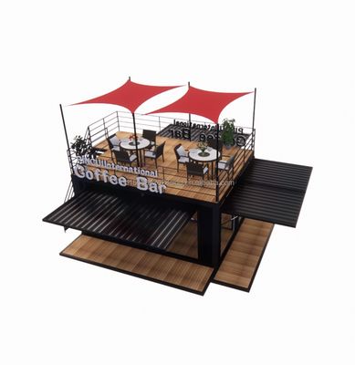 Εμπορικό κατάστημα 20ft Πάρκο BBQ Συσκευαστή κινητή φορητή συναρμολόγηση Καφετιέρα ξύλινο σπίτι με 50/75/100mm κύμα σάντουιτς τοίχους