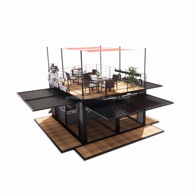 Εμπορικό κατάστημα 20ft Πάρκο BBQ Συσκευαστή κινητή φορητή συναρμολόγηση Καφετιέρα ξύλινο σπίτι με 50/75/100mm κύμα σάντουιτς τοίχους