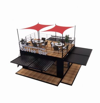 Εμπορικό κατάστημα 20ft Πάρκο BBQ Συσκευαστή κινητή φορητή συναρμολόγηση Καφετιέρα ξύλινο σπίτι με 50/75/100mm κύμα σάντουιτς τοίχους