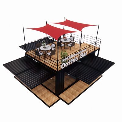 Εμπορικό κατάστημα 20ft Πάρκο BBQ Συσκευαστή κινητή φορητή συναρμολόγηση Καφετιέρα ξύλινο σπίτι με 50/75/100mm κύμα σάντουιτς τοίχους