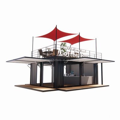 Εμπορικό κατάστημα 20ft Πάρκο BBQ Συσκευαστή κινητή φορητή συναρμολόγηση Καφετιέρα ξύλινο σπίτι με 50/75/100mm κύμα σάντουιτς τοίχους