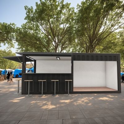 20ft Μίνι Pop-up Shop Κωνσταντίνος για Fast-Food Εστιατόριο Εστιατόριο Κιόσκι και Σπίτι Ζυγισμένο Χάλυβα Δυνατότητα κάμψης 180g