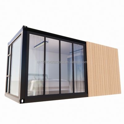 Ξύλινο ανθεκτικό χάλυβα Sun House 20ft επίπεδο κοντέινερ σπίτι με τοίχο 50/75/100mm κύμα σάντουιτς πάνελ