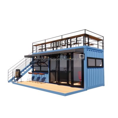 EU 20ft Food Stall δεύτερος όροφος κοντέινερ Καφετέρια κατασκευασμένη με γαλβανισμένους τετραγωνικούς σωλήνες χάλυβα και χάλυβα δομή