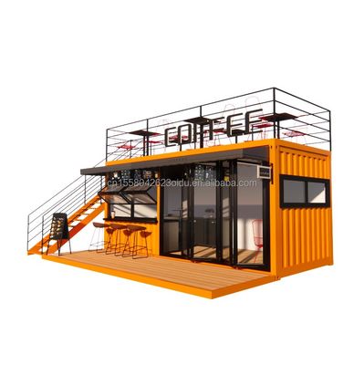 EU 20ft Food Stall δεύτερος όροφος κοντέινερ Καφετέρια κατασκευασμένη με γαλβανισμένους τετραγωνικούς σωλήνες χάλυβα και χάλυβα δομή