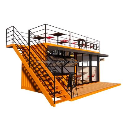EU 20ft Food Stall δεύτερος όροφος κοντέινερ Καφετέρια κατασκευασμένη με γαλβανισμένους τετραγωνικούς σωλήνες χάλυβα και χάλυβα δομή