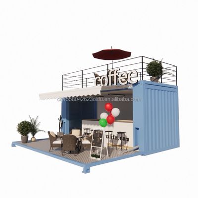 Μίνι 20 ποδιών Pop-Up Store με μοντέρνο σχεδιασμό και ανθεκτικό γαλβανισμένο χάλυβα τετραγωνικά σωλήνες δύο ορόφους κοντέινερ μπαρ περίπτερο