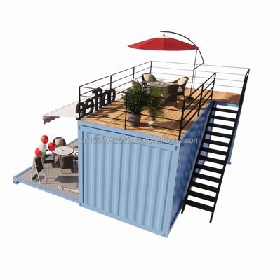 Μίνι 20 ποδιών Pop-Up Store με μοντέρνο σχεδιασμό και ανθεκτικό γαλβανισμένο χάλυβα τετραγωνικά σωλήνες δύο ορόφους κοντέινερ μπαρ περίπτερο