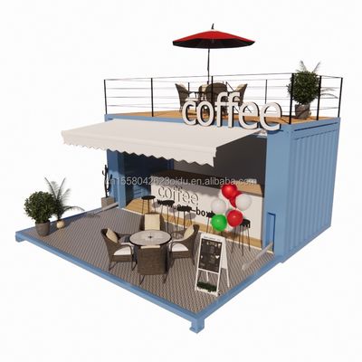 Μίνι 20 ποδιών Pop-Up Store με μοντέρνο σχεδιασμό και ανθεκτικό γαλβανισμένο χάλυβα τετραγωνικά σωλήνες δύο ορόφους κοντέινερ μπαρ περίπτερο
