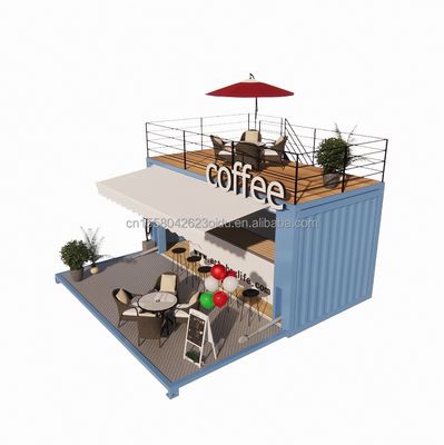 Μίνι 20 ποδιών Pop-Up Store με μοντέρνο σχεδιασμό και ανθεκτικό γαλβανισμένο χάλυβα τετραγωνικά σωλήνες δύο ορόφους κοντέινερ μπαρ περίπτερο