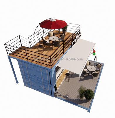 Μίνι 20 ποδιών Pop-Up Store με μοντέρνο σχεδιασμό και ανθεκτικό γαλβανισμένο χάλυβα τετραγωνικά σωλήνες δύο ορόφους κοντέινερ μπαρ περίπτερο