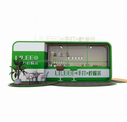 Μοντωπική προετοιμασμένη μεταφορά εμπορευματοκιβωτίου εστιατόριο 20ft καφετέρια με γαλβανισμένο χάλυβα τετραγωνικά σωλήνες χάλυβα πλαίσιο